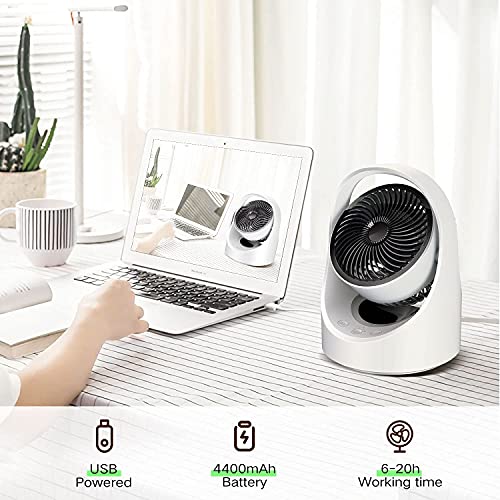 igogoi Air Circulator Fan，Rechargeable Desk Fan Small Oscillating Cordless Fan，Vortex Fan with LED Light 4 Speeds USB Powered Quiet Portable Table Fan for Home Office Bedroom | The Storepaperoomates Retail Market - Fast Affordable Shopping