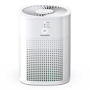 Air Purifiers for Bedroom, MORENTO Room Air Purifier HEPA Filter for Smoke, Allergies, Pet Dander Odor with Fragrance Sponge, Small Air Purifier with 24db Sleep Mode, HY1800, White