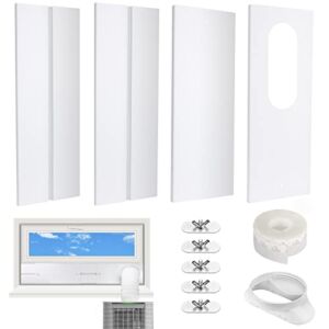 Seoguar Portable AC Window Kit, Universal Air Conditioner Sliding Window Vent Kit with 4 Adjustable Slide Seal Plates,5.1″ Coupler, & Sealing Tape, Adjust Length from 17.12″ to 61.02″…