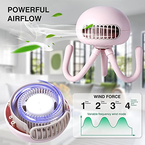 SLHOWOW Stroller Fan for Baby Travel Essentials Portable Bladless Fan 4000mAh Rechargeable 3 Speed Auto Rotatable Personal Jellyfish Fan for Stroller,Car Backseat,Beach | The Storepaperoomates Retail Market - Fast Affordable Shopping