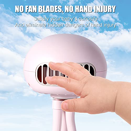 SLHOWOW Stroller Fan for Baby Travel Essentials Portable Bladless Fan 4000mAh Rechargeable 3 Speed Auto Rotatable Personal Jellyfish Fan for Stroller,Car Backseat,Beach | The Storepaperoomates Retail Market - Fast Affordable Shopping