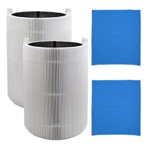 2-PCs Replacement Carbon HEPA Filters & 2-PCs Fabric Pre-Filter Compatible with Blueair Blue Pure 411, 411+, 411 Auto and MINI Air Purifiers