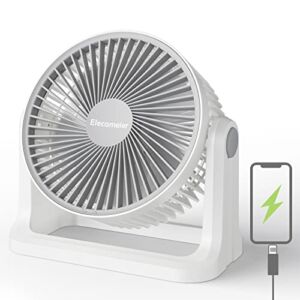 Battery Operated Fan for Camping 11-inch Powerful Rechargeable Portable Fan For Travel as Power Bank Desk Fan For Bedroom/Office USB Fan For Car/Fishing/Picnic/BBQ With Steeples and Quiet DC Motor