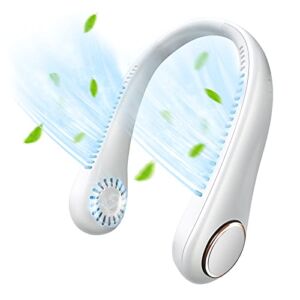 Neck Fan, Portable Fan Rechargeable, Bladeless Personal Fans, Small Hands Free Hanging Cooling Neck Fan, Headphone Design, 3 Speeds Wearable Leafless USB Fan for Travel, Camping, Outdoor, Office, Home