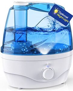 COSYAIREY Cool Mist Humidifiers for Bedroom, 2200ML Air Humidifier for Plants with Night Light, 28dB Quiet Small Humidifier Easy Clean, 30H Running Plant Humidifier Indoor, 360° Nozzle, Auto-off, Blue