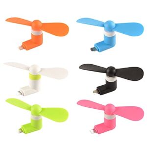 Kdbdkswx Mini Cell Phone Fan – Colorful and Powerful Fan Compatible for iPhone and iPad – Cell Phone Summer Accessories (6-Pack)