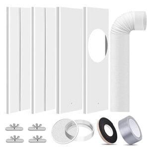 DARCKLE Portable AC Window Kit Adjustable AC Vent Kit Window Seal Plates Kit for AC Unit for Ducting Universal AC Seal Panel for Horizontal&Vertical Window ((5.9 INCHES) with Hose)