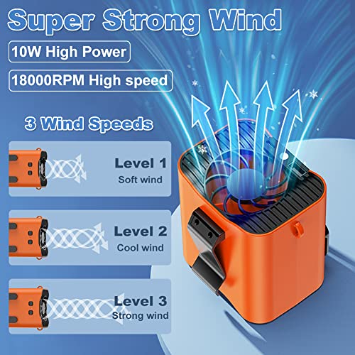 【10 Times Wind Power】Waist Clip Fan with Light, 12000mAH Rechargeable Portable Neck Fan Clip On Waist Fan with Strong Airflow/ 24 Hours Long Working Time, for Outdoor Working, Camping, Activities | The Storepaperoomates Retail Market - Fast Affordable Shopping