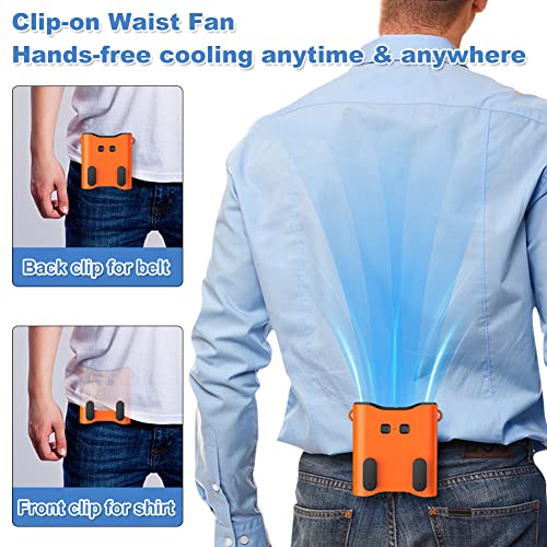 【10 Times Wind Power】Waist Clip Fan with Light, 12000mAH Rechargeable Portable Neck Fan Clip On Waist Fan with Strong Airflow/ 24 Hours Long Working Time, for Outdoor Working, Camping, Activities | The Storepaperoomates Retail Market - Fast Affordable Shopping