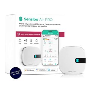 Sensibo Air PRO – Smart AC Controller with an Air Quality Sensor. Detecting Indoor Air Quality. Maintains Comfort and Saves Energy. Works with Amazon Echo, Google Home, & Apple HomeKit. Known as AirQ