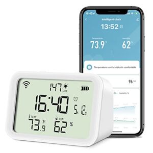 WiFi Illuminance Temperature Humidity Sensor, Remote Temperature Humidity Monitor, WiFi Thermometer Smart Greenhouse Thermometer/Hygrometer with APP Alerts Compatible with Alexa (Not Support 5G WiFi)