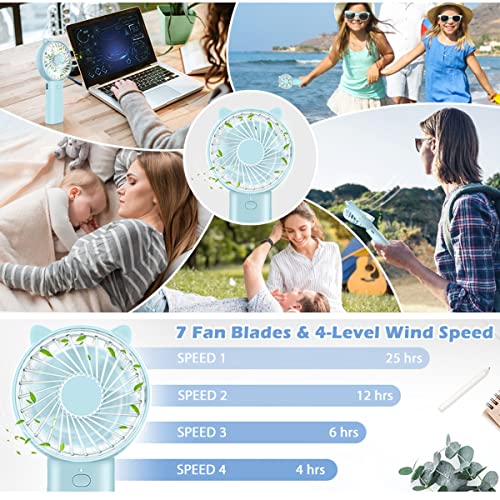 Mini Handheld Fan, USB Desk Fan Small Personal Portable Fan 4 Speed Adjustable Personal Fan for Outdoor travel Home and Office(Blue) | The Storepaperoomates Retail Market - Fast Affordable Shopping