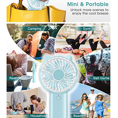 Mini Handheld Fan, USB Desk Fan Small Personal Portable Fan 4 Speed Adjustable Personal Fan for Outdoor travel Home and Office(Blue) | The Storepaperoomates Retail Market - Fast Affordable Shopping