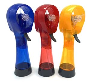 CEBUY Handheld Water Water Spray Fan, Mist Fans for Outside Portable, 3 Pack (Dark Blue/Red/Yellow)