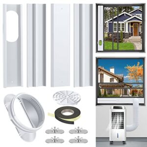 Portable AC Window Kit, AKEYWAVE Air Conditioner Window Vent Kit, Upgrade AC Window Kit for 5.1 or 5.9 inch Diameter Exhaust Hose, Adjustable AC Vent Slide Side Panels Length 16.9 to 60″