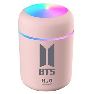 Kpop Portable Mini Humidifier for BTS Gifts, 300ml Small Humidifier with Colorful LED Night Light for Room Decor