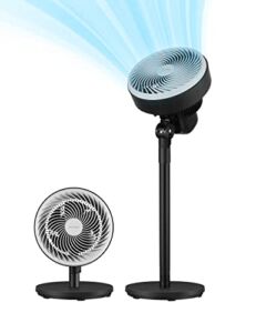 PELONIS Air Circulator Fan | 2 In 1 Table Pedestal Fan | Adjustable Height| 75-Degree Tilt | 3 Speeds | Low Noise |Solid Base| for Home, Office, Dorm | Black