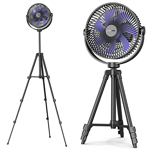 10000mAh Portable Battery Pedestal Fan, 8″ Rechargeable Battery Operated Tripod Fan with Tent Hook, 37 Hours Work Time, Adjustable Height, 4 Speeds Camping Fan, Quiet, Ideal for Outdoor Fishing Travel | The Storepaperoomates Retail Market - Fast Affordable Shopping