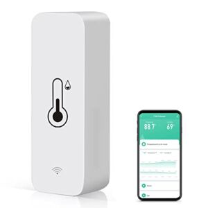 WiFi Temperature Humidity Sensor: Indoor Thermometer Hygrometer with App Alert, Free Data Storage Export, Smart Temperature Humidity Monitor for Home Pet Greenhouse, Compatible with Alexa (1 Pack)