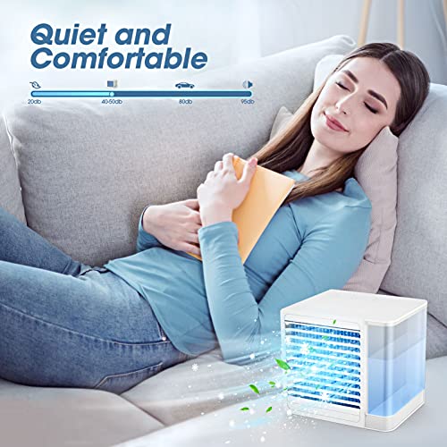 OCROUKI Portable Air Conditioners, Mini Desktop Air Cooler with 800ML Water Tank, USB Powered Portable AC for Personal with LED Night Light for Car, Office, Home and Camping | The Storepaperoomates Retail Market - Fast Affordable Shopping