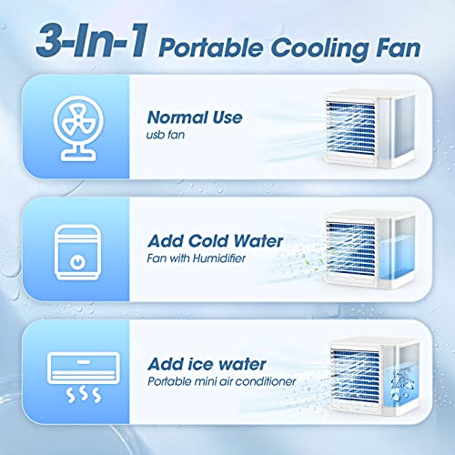 OCROUKI Portable Air Conditioners, Mini Desktop Air Cooler with 800ML Water Tank, USB Powered Portable AC for Personal with LED Night Light for Car, Office, Home and Camping | The Storepaperoomates Retail Market - Fast Affordable Shopping