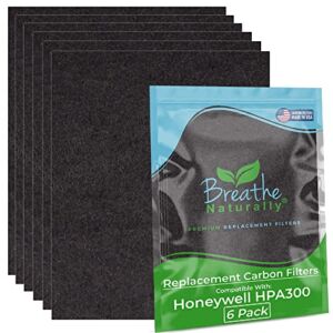 Breathe Naturally Replacement Carbon Filter (6 Pack) for Honeywell HPA300, HRF-A300, HPA304, HRF-R3, HPA8350B, & HPA5300 Series Air Purifiers