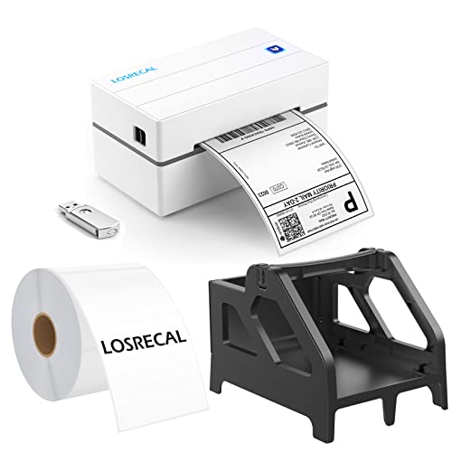 LOSRECAL Shipping Label Printer with Pack of 500 4×6 Roll Labels, Paper Holder, Upgraded 4×6 Thermal Shipping Label Printer, Desktop Barcode Label Printer for Shipping Packages Home Small Business | The Storepaperoomates Retail Market - Fast Affordable Shopping