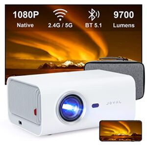 5G WiFi Bluetooth Projector, 9700L Native 1080P Full HD Portable Projector with Carrying Pouch, Keystone Correction, 150″ Home&Outdoor Video Projector Compatible with TV Stick/PC/iOS/Android/PS5