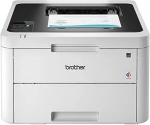 Brother HL-L3230CDW Compact Digital Wireless Color Laser Printer, Automatic Duplex Printing – Up to 25 Pages/Min – 250 Sheets Input -White, with Wulic Printer Cable