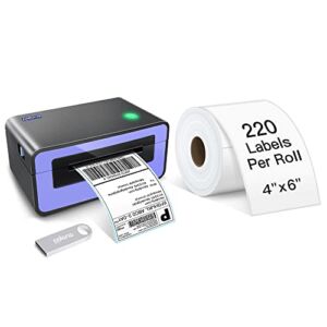 POLONO Shipping Label Printer, 4×6 Thermal Label Printer for Shipping Packages, Commercial Direct Thermal Label Maker, Shipping Label, 4 x 6 Direct Thermal Labels, 220 Labels/Roll