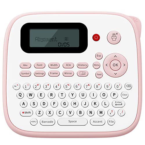 Handheld Label Maker Machine with Tape D210S Portable Labeler Label Printer for Labeling with 10 Laminated Label Makers Tapes JM231, QWERTY Keyboard for Office Home Organization with AC Adapter, Pink | The Storepaperoomates Retail Market - Fast Affordable Shopping