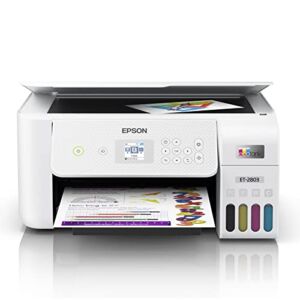 Epson EcoTank 2803 Series All-in-One Color Inkjet Cartridge-Free Supertank Printer I Print Copy Scan I Wireless I Mobile & Voice-Activated Printing I Print Up to 10 ISO PPM I 1.44″ Color LCD