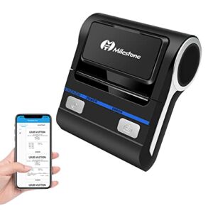 Bluetooth Thermal Printer, Milestone 3’1/8 80mm Portable Wireless Thermal Receipt Printer ESC/POS Print Commands Set for Office, Shop and Small Business, Work with Android/Windows – Not Support Square