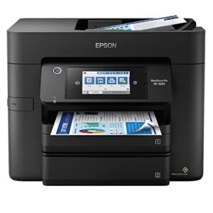 Epson Workforce Pro WF-4833 Wireless All-in-One Color Inkjet Printer, Black – Print Scan Copy Fax – Ethernet, 25 ppm, 4800 x 2400 dpi, 4.3″ Touchscreen, Auto 2-Sided Printing, 50-Sheet ADF