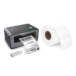 POLONO Shipping Label Printer Gray, 4×6 Thermal Label Printer for Shipping Packages, Commercial Direct Thermal Label Maker, 2.25”x1.25” Direct Thermal Label (1000 Labels, White
