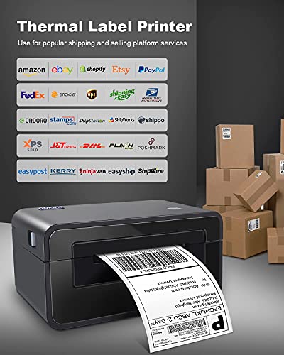POLONO Shipping Label Printer Gray, 4×6 Thermal Label Printer for Shipping Packages, Commercial Direct Thermal Label Maker, Thermal Labels, 4″ x 6″ Direct Thermal Shipping Labels (Pack of 500 | The Storepaperoomates Retail Market - Fast Affordable Shopping