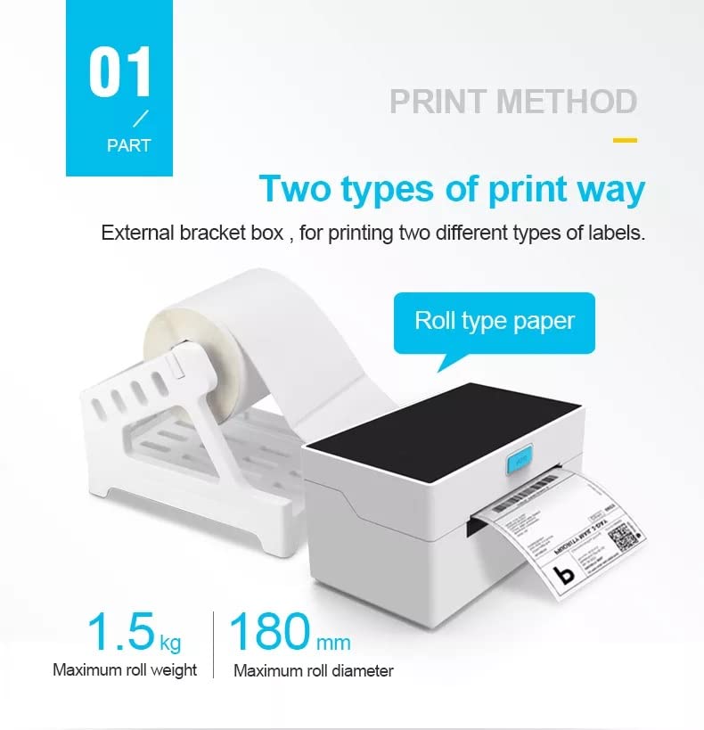 JPRINT Label Printer USB 160mm/s 4×6 Thermal Label Printer Bluetooth, Direct Thermal Label Maker Compatible with Amazon, Ebay, Etsy, Shopify and Others, One Click Setup on Windows/Mac & Labels Stand | The Storepaperoomates Retail Market - Fast Affordable Shopping