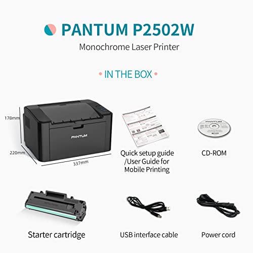 Wireless Small Laser Printer Black and White Monochrome Laser Printer for Home Use with Mobile Printing and School Student, Pantum P2502W with PB-211 Toner | The Storepaperoomates Retail Market - Fast Affordable Shopping