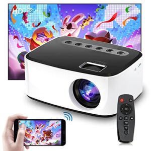 Mini Projector, HD 1080P WiFi Projector Portable Movie Projector Smart with Adapter, Remote Control, User Manual Support Phone Computer USB AV Audio Home Theater Projector for Gaming and Movies(#2)