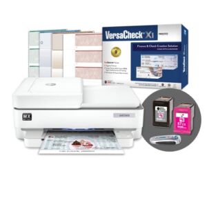 VersaCheck HP Envy 6455 MXE All-in-One MICR Check Printer Presto Check Printing Software Bundle, White