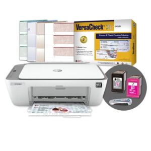 VersaCheck HP Deskjet 2755 MXE MICR All-in-One Check Printer X1 Gold Check Printing Software Bundle, White (2755 MX)