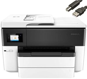 HP OfficeJet Pro Series Wide-Format Color Inkjet All-in-One Printer, Auto 2-Sided Printing, Wireless Printing, Print Scan Copy Fax, 512MB, 34 ppm, Works with Alexa, Bundle with JAWFOAL Printer Cable