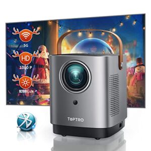 5G WiFi Bluetooth Projector, TOPTRO TR23 Outdoor Projector 1080P Supported 9200 Lumen, Mini Projector with 360 Degree Surround Sound, Dust-Proof, Projector Compatible with TV Stick, iOS, Android, PS5