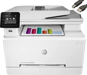 HP Color LaserJet Pro M283fdw Wireless All-in-One Laser Printer, Auto 2-Sided Printing, Print Scan Copy Fax, Remote Mobile Print, 22 ppm, 250-Sheet, Works with Alexa, Bundle with 82 DAYS Printer Cable