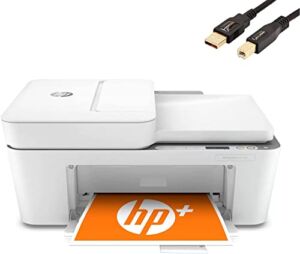HP DeskJet 4158e All-in-One Wireless Color Inkjet Printer, White – Print Copy Scan – 1200 x 1200 dpi, 35-Sheet ADF, Icon LCD Display, Dual-Band Wi-Fi, Hi-Speed USB, W/Silmarils Cable