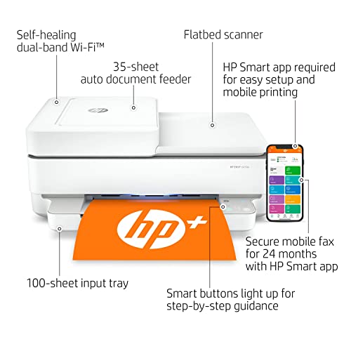 HP Envy 6458e All-in-One Wireless Color Inkjet Printer, 2-Sided Printing, Copy, scan, Fax, 10 ppm, 4800 x 1200 dpi, 35-Sheet ADF, Dual-Band WiFi, Instant Ink Ready, White, W/MD Cable | The Storepaperoomates Retail Market - Fast Affordable Shopping
