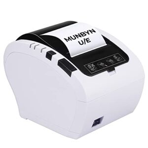 MUNBYN POS Printer, 80mm Thermal Receipt Printer, Kitchen Printer with Auto Cutter Wall Mount, ESC/POS Works with Windows Mac Chromebook Linux Cash Drawer, USB/Ethernet (ITPP047 Upgrade Version)