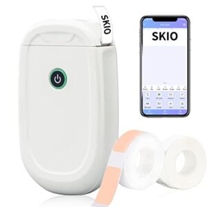 Label Maker Machine with Tape(Pink&White), SKIO L11 Portable Bluetooth Mini Label Printer for Labeling-no Ink Handheld Small Labeler Machine with Phone App, Fonts, Designs,Symbols,Barcode