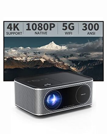 Projector with WiFi and Bluetooth, TURBOAMP 5G Native 1080P Movie Projector, 4K Supported, 300 ANSI Lumen 200″ Display Home Movie Theater Projector, Compatible w/TV Stick/Phone/PC/PS5 | The Storepaperoomates Retail Market - Fast Affordable Shopping