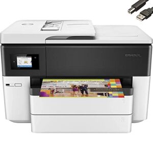 HP OfficeJet Pro Series Wide-Format Color Inkjet All-in-One Printer, Print Scan Copy Fax,Wireless Printing,4800x1200dpi,Auto 2-Sided Printing,34ppm,512MB,Bundle with 82 Days Printer Cable